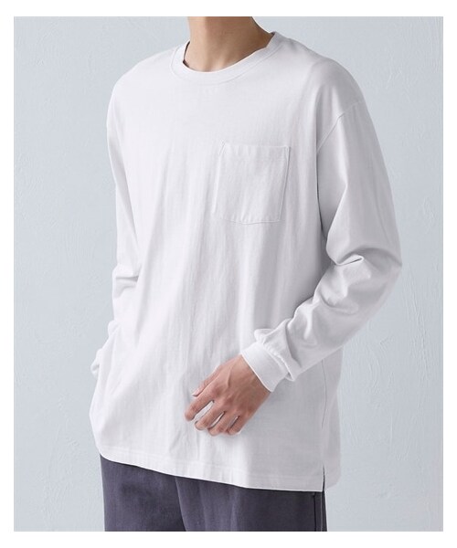 nissen（ニッセン）の「ヘビーウェイトオーバーサイズ長袖Tシャツ（Tシャツ/カットソー・メンズ・オフホワイト/チャコール/ネイビー/黒・M/L/LL/3L/4L/5L/6L/8L/10L）」の7枚目の写真