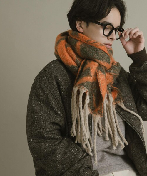 SENSE OF PLACE by URBAN RESEARCH（センスオブプレイスバイアーバンリサーチ）の「ラインチェックボリュームマフラー（マフラー・メンズ・RED/ORANGE・One）」の11枚目の写真