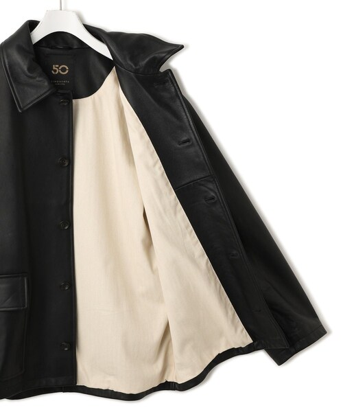 ADAM ET ROPE'(アダムエロペ)の「【CINQUANTA for ADAM ET ROPE'】別注 Leather Car Coat(ステンカラーコート・レディース・ブラック・F)」の16枚目の写真