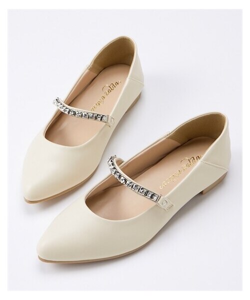 nissen（ニッセン）の「【ゆったり幅広】ビジューストラップフラットシューズ（低反発中敷）（ワイズ４Ｅ）（バレエシューズ・メンズ・黒/アイボリー/ベージュ・M=23.0~23.5cm/4E/L=24.0~24.5cm/4E/LL=25.0~25.5cm/4E/3L=26.0~26.5cm/4E）」の6枚目の写真