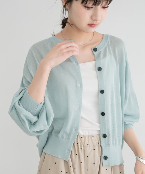 ITEMS URBANRESEARCH（アイテムズ アーバンリサーチ）の「『UVカット/接触冷感』エアリークルーネックカーディガン（カーディガン/ボレロ・レディース・BEG/MNT/NVY/PNK・Free）」の16枚目の写真