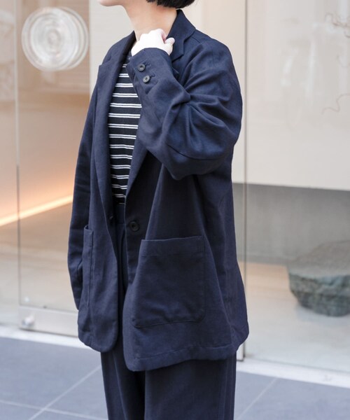 URBAN RESEARCH DOORS(アーバンリサーチドアーズ)の「FORK&SPOON ヘンプ混テーラードジャケット(テーラードジャケット・レディース・CHECK/NAVY・1)」の6枚目の写真