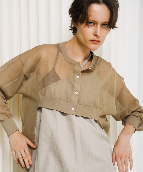 LAATO（ラート）の「sheer cardigan（カーディガン/ボレロ・レディース・リップ/ラクダ・Free）」の10枚目の写真