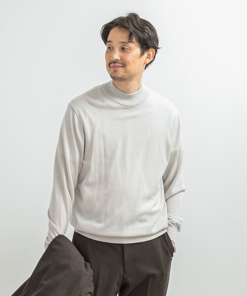 URBAN RESEARCH DOORS（アーバンリサーチドアーズ）の「LIFE STYLE TAILOR　マシンウォッシャブルハイゲージモックニット（シャツ/ブラウス・メンズ・IVORY/NAVY/杢CHARCOAL/杢BROWN・M/L）」の9枚目の写真