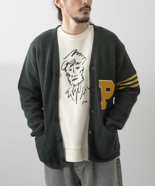 ITEMS URBANRESEARCH（アイテムズ アーバンリサーチ）の「ウール混サガラ刺繍カーディガン（カーディガン/ボレロ・メンズ・GRN/BLK・M/L）」の2枚目の写真