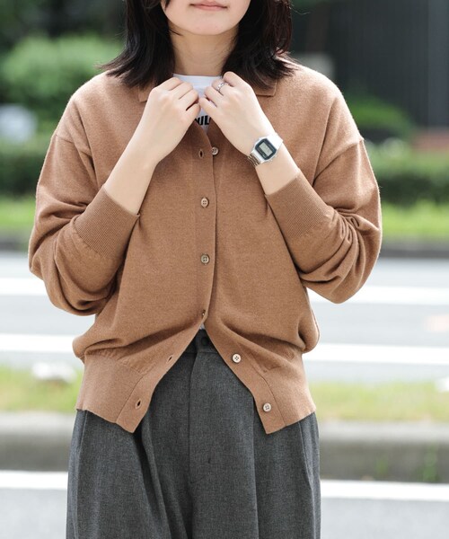 EKAL（エカル）の「ウールハイゲージニットカーディガン（カーディガン/ボレロ・レディース・ベージュ/モクグレー/ブラック・one）」の4枚目の写真