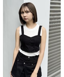 MURUA（ムルーア）の「フリンジデニムビスチェ（シャツ/ブラウス・レディース）」