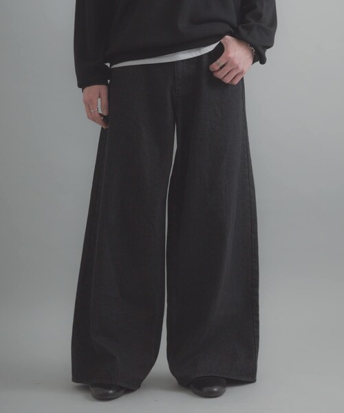 SENSE OF PLACE by URBAN RESEARCH（センスオブプレイスバイアーバンリサーチ）の「『一部WEB限定カラー』『ユニセックス』ヴィンテージライクデニムワイドパンツ（デニムパンツ・メンズ・BLACK/D.INDIGO/L.KHAKI/OW BLACK/ONE WASH・M/L/XL）」の20枚目の写真