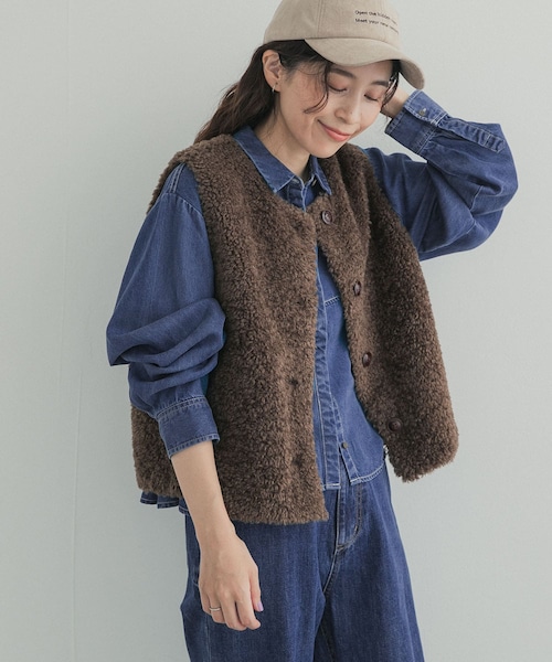 URBAN RESEARCH DOORS（アーバンリサーチドアーズ）の「デニム切替ショート丈シャツ 26AW（シャツ/ブラウス・レディース・INDIGO/ONE WASH・Free）」の19枚目の写真