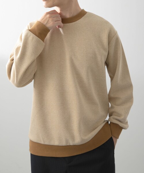 ITEMS URBANRESEARCH（アイテムズ アーバンリサーチ）の「バーズアイ ジャカード スウェット（スウェット・メンズ・BEG/D.BRN/NVY・M/L）」の16枚目の写真