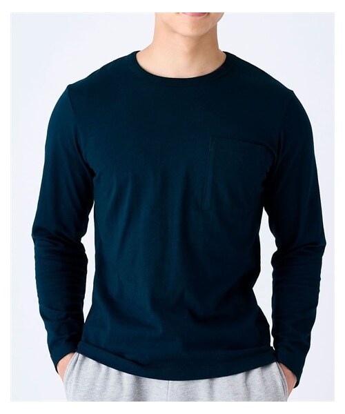 nissen（ニッセン）の「クルーネック長袖Tシャツ（Tシャツ/カットソー・メンズ・オフホワイト/杢グレー/ネイビー/黒・M/L/LL/3L/4L/5L/6L/8L/10L）」の4枚目の写真