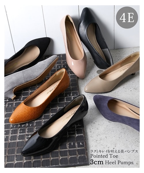 nissen（ニッセン）の「【ゆったり幅広】ポインテッドトゥローヒールパンプス（低反発中敷）（ワイズ４Ｅ）（パンプス・メンズ・黒(スムース)/キャメル(スムース)/アイボリー(スムース)/黒(スエード調)/グレー(スエード調)/アンティークシルバー/黒(エナメル調)/ピンクベージュ(エナメル調)/モカベージュ(スエード調)/ダスティーネイビー(スエード調)/グレージュ(スエード調)/ブルーグリーン(スエード調)/ダークブラウン(スエード調)/チェック柄/ブラウン(クロコ)/オーク(スムース)/ベージュ(クロコ)/ミント(スエード調)/ピンクベージュ(刺しゅう)/キャメル(メッシュ型押し)/【販売終了】ブラックチェック/オレンジブラウン(スエード調)/パイソン柄/アプリコット(スエード調)/ホワイト(型押し)/ブルーパープル(スエード調)/カーキ(スエード調)/ブラックチェック/オレンジキャメル(メッシュ型押し)/ブロンズ・23.0cm/4E/23.5cm/4E/24.0cm/4E/24.5cm/4E/25.0cm/4E/25.5cm/4E/26.0cm/4E/26.5cm/4E/27.0cm/4E）」の2枚目の写真