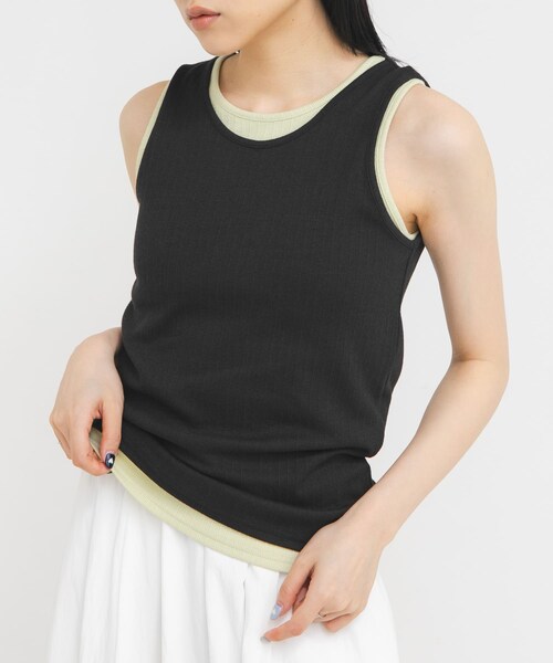 KBF(ケイビーエフ)の「レイヤードSETタンクトップ(タンクトップ・レディース・OFF×BLUE/BLK×GREEN/CCL×RED・One)」の14枚目の写真