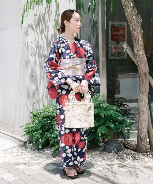 綿麻ゆかた 薔薇