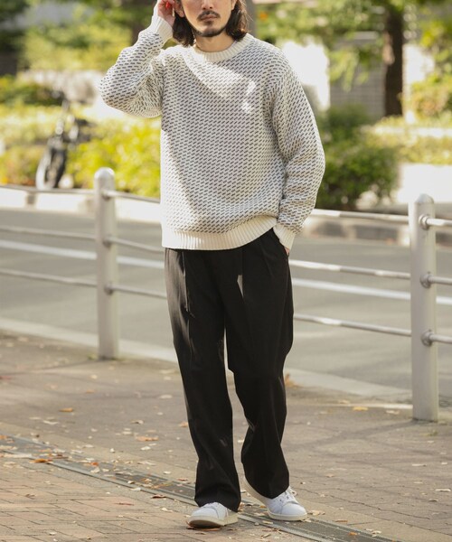 ITEMS URBANRESEARCH（アイテムズ アーバンリサーチ）の「マシンウォッシャブル バーズアイ クルーニット（ニット/セーター・メンズ・WHT/BGD/NVY/BLK・M/L）」の10枚目の写真