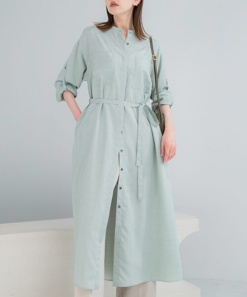 URBAN RESEARCH ROSSO（アーバンリサーチロッソ）の「ウォッシャブルリネンライクシャツワンピース（ワンピース・レディース・L/BEIGE/MINT/NAVY・Free）」の16枚目の写真