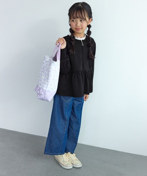 ROPE' PICNIC(ロペピクニック)の「【KIDS/キッズ】ラメ裏毛ペプラムジップカーディガン(カーディガン/ボレロ・キッズ・ブラック/ベージュ/ピンク・L/M/S)」の12枚目の写真