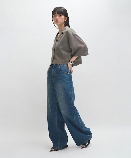 ADAM ET ROPE'(アダムエロペ)の「【接触冷感】ショートシャツジャケット(シャツ/ブラウス・レディース・ブラック/ベージュ・F)」の7枚目の写真
