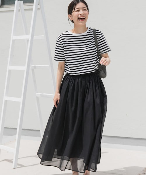 URBAN RESEARCH DOORS(アーバンリサーチドアーズ)の「『UR TECH』ボイルカットドッキングワンピース(ワンピース・レディース・BORDER/PINK/CHARCOAL・M)」の1枚目の写真