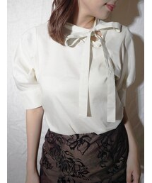 MERCURYDUO | アシメボウタイハーフスリーブブラウス(シャツ/ブラウス)