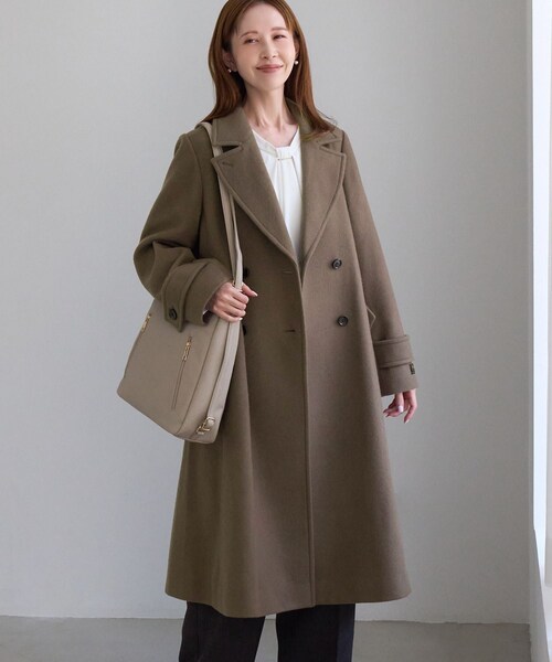 ROPE' PICNIC(ロペピクニック)の「JAPAN FABRIC ダブルチェスターロング丈ウールコート(チェスターコート・レディース・ブラック/グレー/ベージュ系/ラベンダー・F)」の5枚目の写真