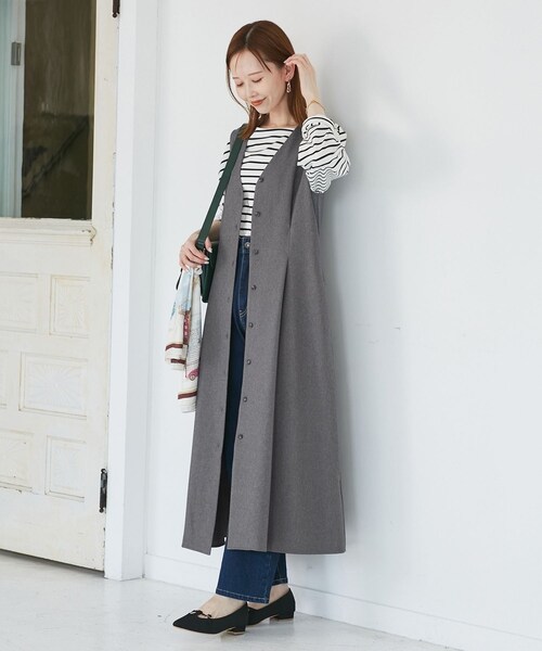 ROPE' PICNIC（ロペピクニック）の「ウエストタックジャンパースカート（ジャンパースカート・レディース・ブラック系/グレー/ライトグレー/ベージュ系/ネイビー・F）」の19枚目の写真