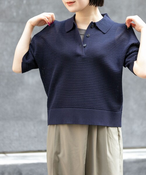 URBAN RESEARCH DOORS(アーバンリサーチドアーズ)の「FORK&SPOON 透かし編みニットポロ(ポロシャツ・レディース・IVORY/NAVY/ORANGERED・1)」の15枚目の写真