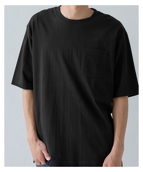 nissen（ニッセン）の「綿１００％ヘビーウェイトオーバーサイズ５分袖Tシャツ（胸ポケット付）【大きいサイズ有】（Tシャツ/カットソー・メンズ・オフホワイト/チャコール/ネイビー/黒・M/L/LL/3L/4L/5L/6L/8L/10L）」の15枚目の写真
