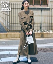slattgir | 高身長　ワークシャツワンピース（トールサイズ）Essenave(ワンピース)