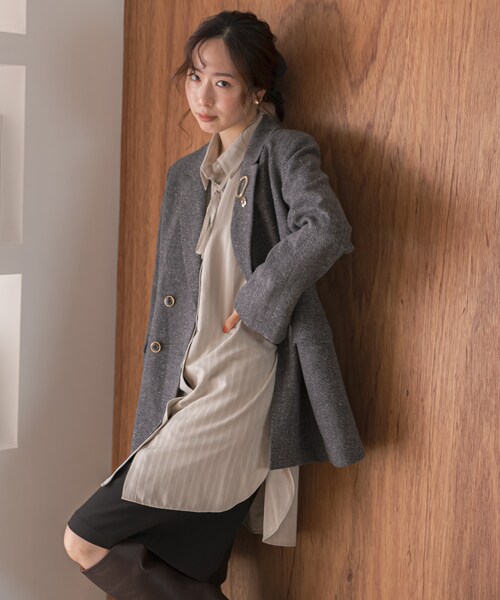 URBAN RESEARCH ROSSO（アーバンリサーチロッソ）の「F by ROSSO　ヘリンボンネップツイードジャケット（テーラードジャケット・レディース・BEIGE/GRAY・Free）」の8枚目の写真