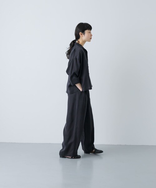 かぐれ（カグレ）の「キュプラオープンカラーシャツ（シャツ/ブラウス・レディース・NAVY/BLACK・Free）」の10枚目の写真