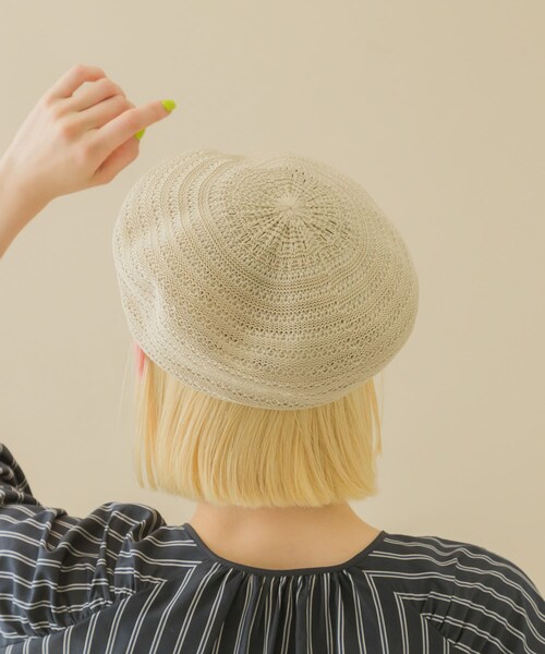 SMELLY（スメリー）の「スカシアミベレー（ハンチング/ベレー帽・レディース・BLK/IVO・-）」の6枚目の写真