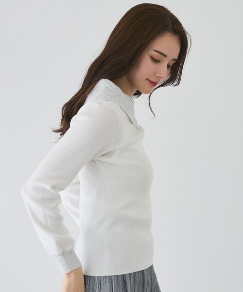 Jayro（ジャイロ）の「ラメアシメオフショル風プルオーバー（ニット/セーター・レディース・ブラック/ホワイト系/パープル系/ピンク・M）」の13枚目の写真