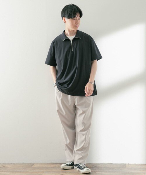 ITEMS URBANRESEARCH（アイテムズ アーバンリサーチ）の「シルキーナイロンハーフZIP多機能トップス（Tシャツ/カットソー・メンズ・CHA/BLK/NVY・M/L）」の17枚目の写真