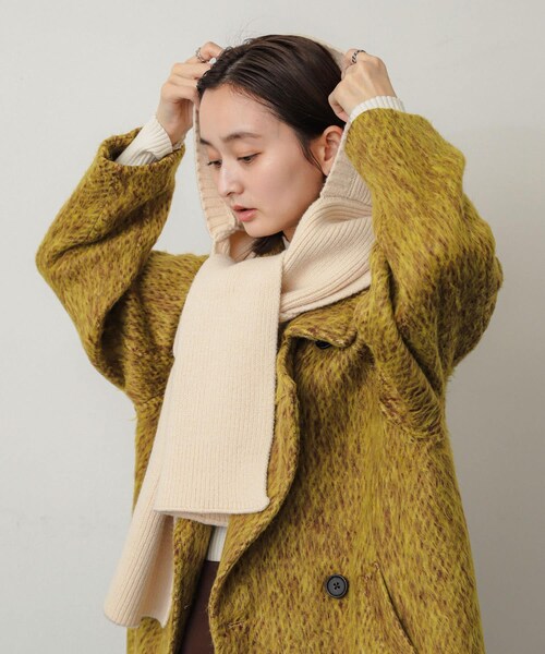 SENSE OF PLACE by URBAN RESEARCH（センスオブプレイスバイアーバンリサーチ）の「フードツキニットストール（ストール/ショール・レディース・IVORY/BLACK・one）」の6枚目の写真