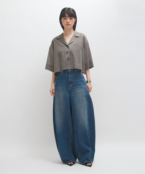 ADAM ET ROPE'(アダムエロペ)の「【接触冷感】ショートシャツジャケット(シャツ/ブラウス・レディース・ブラック/ベージュ・F)」の6枚目の写真