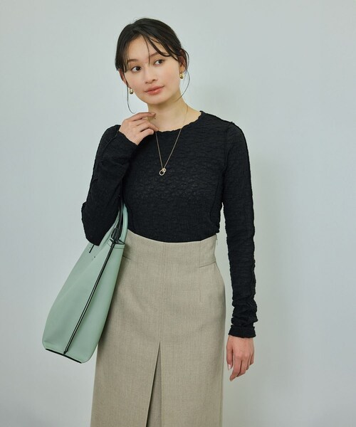 ROPE'（ロペ）の「【WEB・一部店舗限定】ストレッチシアー＆レースカットソー/洗える（Tシャツ/カットソー・レディース・ブラック/ブラック系/ホワイト/ホワイト系・F）」の18枚目の写真