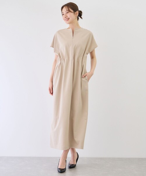 Jayro(ジャイロ)の「リネンタッチタックイージーワンピース(ワンピース・レディース・ブラック/チャコール/ベージュ・M)」の3枚目の写真