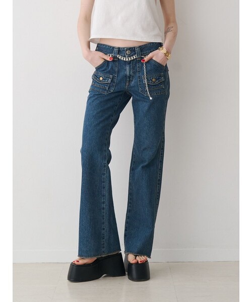jouetie（ジュエティ）の「【SOMETHING×PosTokyo】BUSH FLARE DENIM（デニムパンツ・レディース・ブラック/ブルー・S/M）」の7枚目の写真