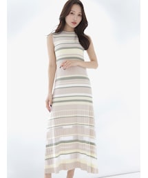 MERCURYDUO | 配色ボーダーニットワンピース(ワンピース)