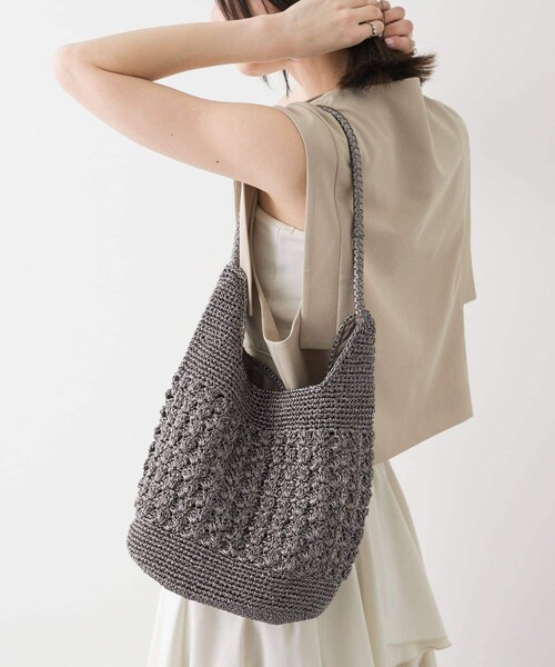 SENSE OF PLACE by URBAN RESEARCH（センスオブプレイスバイアーバンリサーチ）の「メタリックヤーンバッグ（ハンドバッグ・レディース・SILVER/CHARCOAL/MIX/RED・one）」の8枚目の写真