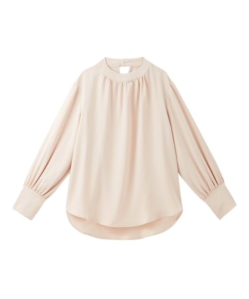 nissen（ニッセン）の「小さいサイズ　とろみギャザーブラウス　低身長さん・小柄女性（シャツ/ブラウス・レディース・エクリュ/ライトグレー/オフホワイト/ピンクベージュ・PSS/PS/PM/PL）」の4枚目の写真