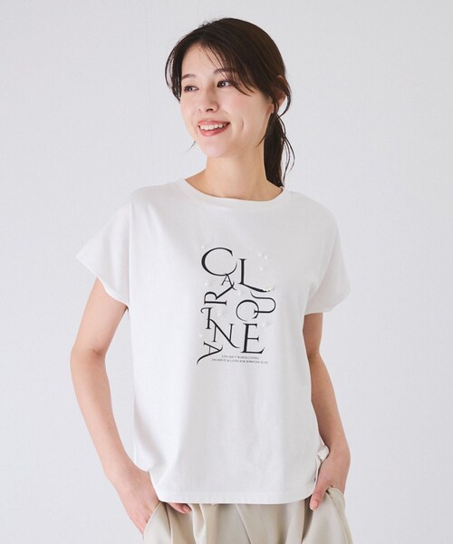Jayro（ジャイロ）の「パール付きプリントロゴTシャツ（Tシャツ/カットソー・レディース・ブラック/ホワイト系/ネイビー/ラベンダー・M）」の5枚目の写真
