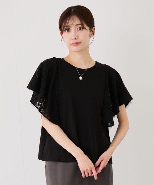 Jayro（ジャイロ）の「レースガーランドプルオーバー（Tシャツ/カットソー・レディース・ブラック/ホワイト系・M）」の4枚目の写真