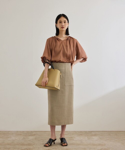 ROPE'（ロペ）の「楊柳スキッパーブラウス/イージーケア（シャツ/ブラウス・レディース・ブラック/レンガ・F）」の5枚目の写真