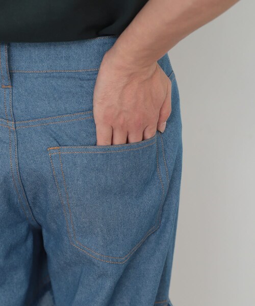 SENSE OF PLACE by URBAN RESEARCH（センスオブプレイスバイアーバンリサーチ）の「デニムフリンジシャンブレーワイドパンツ（デニムパンツ・メンズ・L.INDIGO/BLACK・M/L）」の22枚目の写真