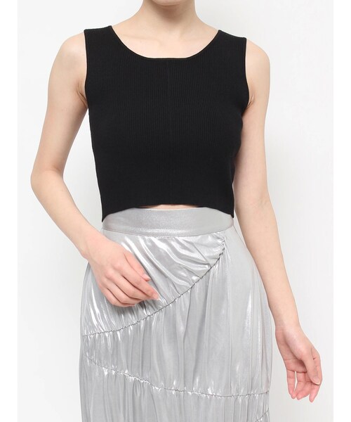 RESEXXY（リゼクシー）の「クロップドニットタンク（タンクトップ・レディース・ホワイト/ブラック/ミックス・F）」の4枚目の写真
