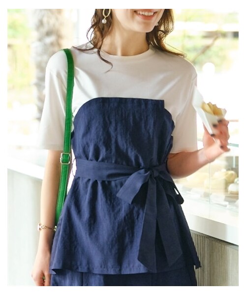 nissen（ニッセン）の「大きいサイズ 汗染みしにくいビスチェ風ドッキングプルオーバー（接触冷感・UVカット・抗菌防臭）（セットアップ対応）（Tシャツ/カットソー・レディース・ネイビー/アプリコット/チャコールグレー・L/LL/3L/4L/5L/6L/8L/10L）」の18枚目の写真