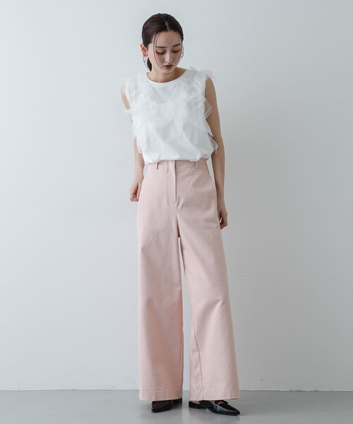 SENSE OF PLACE by URBAN RESEARCH(センスオブプレイスバイアーバンリサーチ)の「フリルデザインカットトップ(Tシャツ/カットソー・レディース・OFF WHITE/BLACK/BEIGE・One)」の8枚目の写真