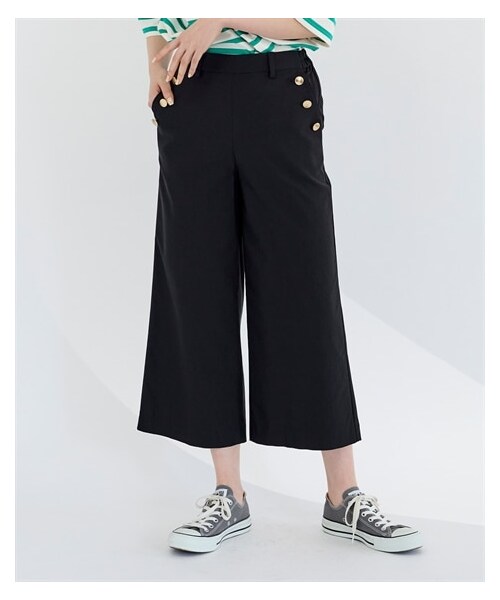 nissen（ニッセン）の「大きいサイズ ストレッチレーヨン混マリンワイドパンツ（ゆったりヒップ）（パンツ・レディース・グレンチェック/ネイビー系ウィンドウペン/ソフトベージュ/黒/ブラウン系チェック・L/LL/3L/4L/5L/6L/8L/10L）」の17枚目の写真